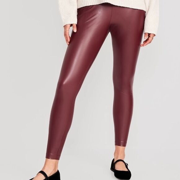 NWT- Old Navy- XS tall. High Waist Faux Leather Skinny Ankle Pant - Picture 1 of 8